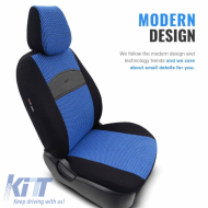 Seat Covers Otom Smart Design Universal Cotton / Leather Front / Rear Set 11 Pieces Black / Blue SLTSMT104-NZ-image-6320117