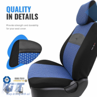 Seat Covers Otom Smart Design Universal Cotton / Leather Front / Rear Set 11 Pieces Black / Blue SLTSMT104-NZ-image-6320118