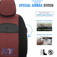Seat Covers Otom Smart Design Universal Cotton / Leather Front / Rear Set 11 Pieces Black / Red SLTSMT103-NZ-image-6320133