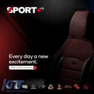 Seat Covers Otom Sport Plus City Design Universal Cotton / Rachel / Artificial Leather Front / Rear Set 11 Pieces Black With Red Stitch SPTPLS-102CTY