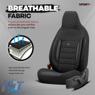 Seat Covers Otom Sport Plus City Design Universal Cotton / Rachel / Artificial Leather Front / Rear Set 11 Pieces Black SPTPLS-101CTY