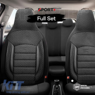 Seat Covers Otom Sport Plus City Design Universal Cotton / Rachel / Artificial Leather Front / Rear Set 11 Pieces Black SPTPLS-101CTY