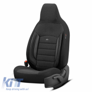 Seat Covers Otom Sport Plus City Design Universal Cotton / Rachel / Artificial Leather Front / Rear Set 11 Pieces Black SPTPLS-101CTY