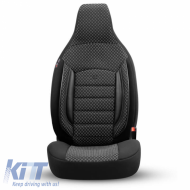 Seat Covers Otom Sport Plus City Design Universal Cotton / Rachel / Artificial Leather Front / Rear Set 11 Pieces Black SPTPLS-101CTY