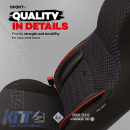 Seat Covers Otom Sport Plus City Design Universal Cotton / Rachel / Artificial Leather Front / Rear Set 11 Pieces Black With Red Stitch SPTPLS-102CTY