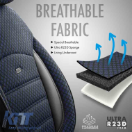 Seat Covers Otom Sport Plus Design Universal Cotton / Rachel / Artificial Leather Front / Rear Set 11 Pieces Black / Blue SPTPLS-104