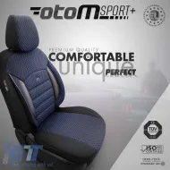 Seat Covers Otom Sport Plus Design Universal Cotton / Rachel / Artificial Leather Front / Rear Set 11 Pieces Black / Blue SPTPLS-104-image-6305212