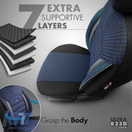 Seat Covers Otom Sport Plus Design Universal Cotton / Rachel / Artificial Leather Front / Rear Set 11 Pieces Black / Blue SPTPLS-104