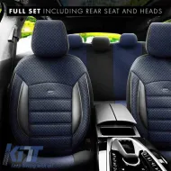 Seat Covers Otom Sport Plus Design Universal Cotton / Rachel / Artificial Leather Front / Rear Set 11 Pieces Black / Blue SPTPLS-104-image-6305215