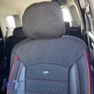 Seat Covers Otom Sport Plus Design Universal Cotton / Rachel / Artificial Leather Front / Rear Set 11 Pieces Black With Red Stitch SPTPLS-102