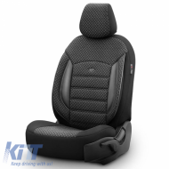 Seat Covers Otom Sport Plus Design Universal Cotton / Rachel / Artificial Leather Front / Rear Set 11 Pieces Black SPTPLS-101