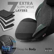 Seat Covers Otom Sport Plus Design Universal Cotton / Rachel / Artificial Leather Front / Rear Set 11 Pieces Black SPTPLS-101-image-6305299