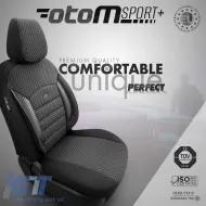 Seat Covers Otom Sport Plus Design Universal Cotton / Rachel / Artificial Leather Front / Rear Set 11 Pieces Black SPTPLS-101-image-6305300