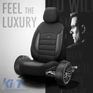 Seat Covers Otom Sport Plus Design Universal Cotton / Rachel / Artificial Leather Front / Rear Set 11 Pieces Black SPTPLS-101-image-6305302