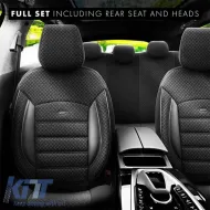Seat Covers Otom Sport Plus Design Universal Cotton / Rachel / Artificial Leather Front / Rear Set 11 Pieces Black SPTPLS-101-image-6305303