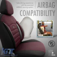 Seat Covers Otom Sport Plus Design Universal Cotton / Rachel / Artificial Leather Front / Rear Set 11 Pieces Dark Red SPTPLS-103-image-6308191