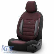 Seat Covers Otom Sport Plus Design Universal Cotton / Rachel / Artificial Leather Front / Rear Set 11 Pieces Dark Red SPTPLS-103