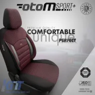 Seat Covers Otom Sport Plus Design Universal Cotton / Rachel / Artificial Leather Front / Rear Set 11 Pieces Dark Red SPTPLS-103-image-6309242