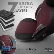 Seat Covers Otom Sport Plus Design Universal Cotton / Rachel / Artificial Leather Front / Rear Set 11 Pieces Dark Red SPTPLS-103-image-6309243