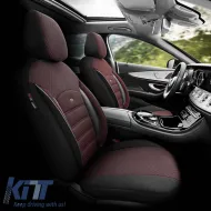 Seat Covers Otom Sport Plus Design Universal Cotton / Rachel / Artificial Leather Front / Rear Set 11 Pieces Dark Red SPTPLS-103-image-6309247