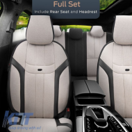 Seat Covers Otom "Swan" Universal Linen / Rachel / Artificial Leather Front / Rear Set 11 Pieces Beige SWN-503