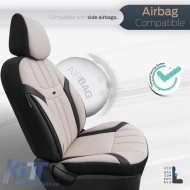 Seat Covers Otom "Swan" Universal Linen / Rachel / Artificial Leather Front / Rear Set 11 Pieces Beige SWN-503