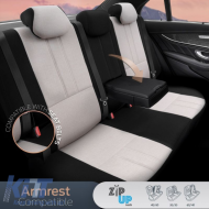 Seat Covers Otom "Swan" Universal Linen / Rachel / Artificial Leather Front / Rear Set 11 Pieces Beige SWN-503