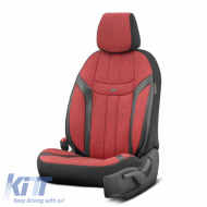 Seat Covers Otom "Swan" Universal Linen / Rachel / Artificial Leather Front / Rear Set 11 Pieces Red / Black SWN-502