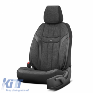 Seat Covers Otom "Swan" Universal Linen / Rachel / Artificial Leather Front / Rear Set 11 Pieces Black SWN-501