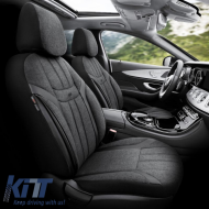 Seat Covers Otom "Swan" Universal Linen / Rachel / Artificial Leather Front / Rear Set 11 Pieces Black SWN-501