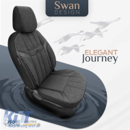 Seat Covers Otom "Swan" Universal Linen / Rachel / Artificial Leather Front / Rear Set 11 Pieces Black SWN-501