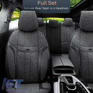 Seat Covers Otom "Swan" Universal Linen / Rachel / Artificial Leather Front / Rear Set 11 Pieces Black SWN-501