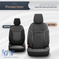 Seat Covers Otom "Swan" Universal Linen / Rachel / Artificial Leather Front / Rear Set 11 Pieces Black SWN-501