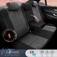 Seat Covers Otom "Swan" Universal Linen / Rachel / Artificial Leather Front / Rear Set 11 Pieces Black SWN-501