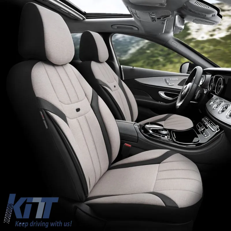 Seat Covers Otom "Swan" Universal Linen / Rachel / Artificial Leather Front / Rear Set 11 Pieces Beige SWN-503
