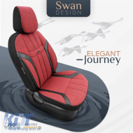 Seat Covers Otom "Swan" Universal Linen / Rachel / Artificial Leather Front / Rear Set 11 Pieces Red / Black SWN-502