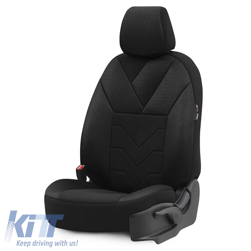 Seat Covers Otom Tempo Design Universal Cotton Rachel Front / Rear Set 11 Pieces Black TMP-1501