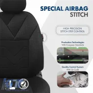 Seat Covers Otom Tempo Design Universal Cotton Rachel Front / Rear Set 11 Pieces Black TMP-1501-image-6305220