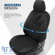 Seat Covers Otom Tempo Design Universal Cotton Rachel Front / Rear Set 11 Pieces Black TMP-1501-image-6305221
