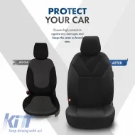 Seat Covers Otom Tempo Design Universal Cotton Rachel Front / Rear Set 11 Pieces Black TMP-1501-image-6305224