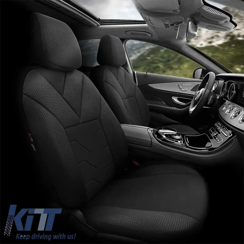 Seat Covers Otom Tempo Design Universal Cotton Rachel Front / Rear Set 11 Pieces Black TMP-1501