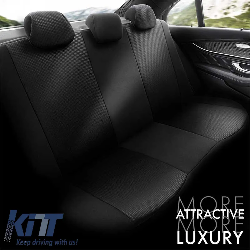 Seat Covers Otom Tempo Design Universal Cotton Rachel Front / Rear Set 11 Pieces Black TMP-1501
