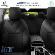 Seat Covers Otom Tempo Design Universal Cotton Rachel Front / Rear Set 11 Pieces Black TMP-1501-image-6305227
