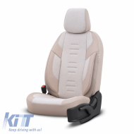 Seat Covers Otom "Throne" Universal Linen / Rachel / Artificial Leather Front / Rear Set 11 Pieces Beige THR-104
