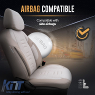 Seat Covers Otom "Throne" Universal Linen / Rachel / Artificial Leather Front / Rear Set 11 Pieces Beige THR-104
