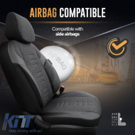Seat Covers Otom "Throne" Universal Linen / Rachel / Artificial Leather Front / Rear Set 11 Pieces Grey Black THR-102