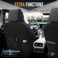 Seat Covers Otom "Throne" Universal Linen / Rachel / Artificial Leather Front / Rear Set 11 Pieces Grey Black THR-102