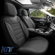 Seat Covers Otom Toro Design Universal Cotton / Artificial Leather Front / Rear Set 11 Pieces Black / Gray ΤRΟ-902