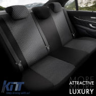 Seat Covers Otom Toro Design Universal Cotton / Artificial Leather Front / Rear Set 11 Pieces Black / Red ΤRΟ-901
