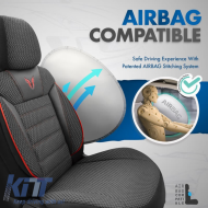Seat Covers Otom Toro Design Universal Cotton / Artificial Leather Front / Rear Set 11 Pieces Black / Red ΤRΟ-901